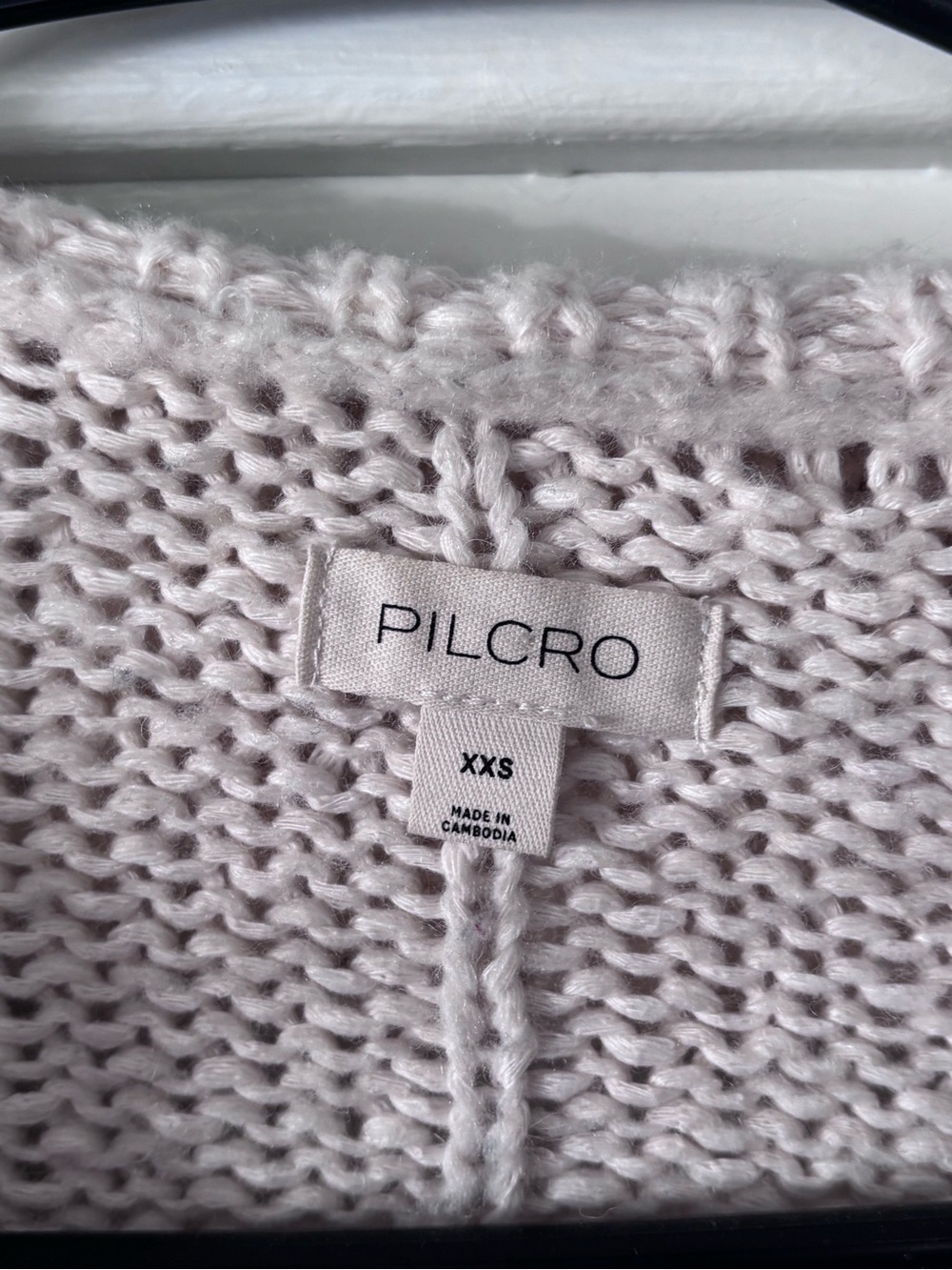 Pilcro Navy and Cream Shawl-Collar Cable Knit Cardigan sz XXS - Picture 2 of 14